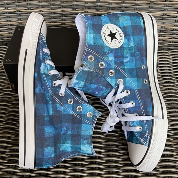 Converse Ctas Hi Blue Plaid/White/Black MEN`S - Picture 12 of 16